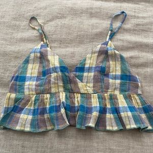 Urban Outfitters Plaid Peplum Crop Top